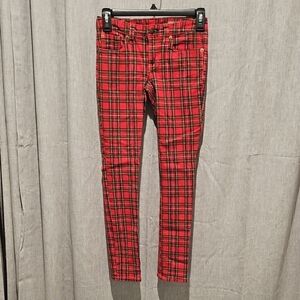 Ralph Lauren Girls Red Plaid Stretch Jeans